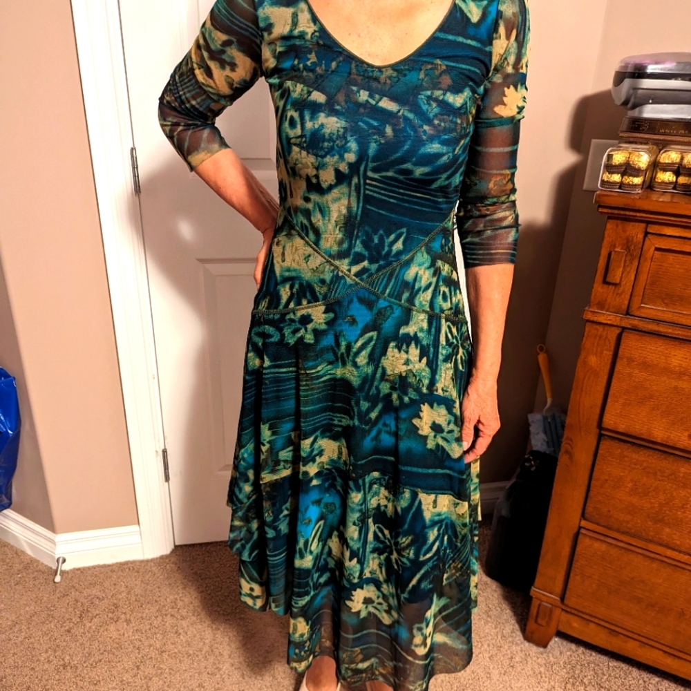 Green Pattern Cocktail Dress
